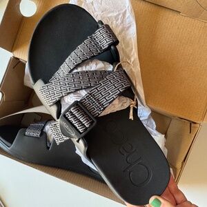 ✨CHACO✨ NIB Men's Chillos Slide Sandal in Fret Black Sz US 10M